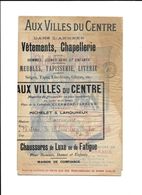 ECHANTILLONS TISSUS - AUX VILLES DU CENTRE 1910 BANDE SURCHARGE MICHELET LAMOUREUX CLERMONT FERRAND - LIVRET - Advertising