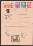 750 Jahre Stadt Dresden DDR FDC 524/6 Auf R-Brief Neugersdorf (Sachsen), Portogenau, Rs. Vignette - Cartas