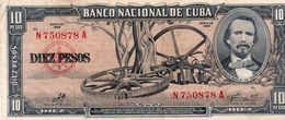 CUBA  10 PESOS  1960  P-88c  AUNC - Kuba