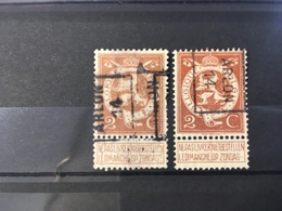 PELLENS Type Staande Leeuw Nr. 109 Voorafgestempeld Nr. 2336 A + B ARLON 14 ; Staat Zie Scan . - Rollenmarken 1910-19