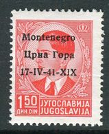 Montenegro 1941 Soprtastampato 1,50 Rosso  MNH Sassone 3 - Montenegro