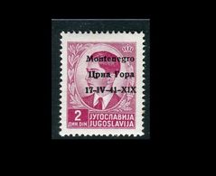 Montenegro 1941 Soprastampato 2 Rosa Lilla  MNH Sassone 4 - Montenegro