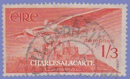 EIRE IRELAND 1948-1965 AIRMAIL STAMP 1 SHILLING 3p.. ORANGE  S.G. 143a  FINE USED - Aéreo