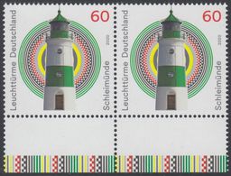 !a! GERMANY 2020 Mi. 3552 MNH Horiz.PAIR W/ Bottom Margins - Lighthouses: Schleimünde - Unused Stamps