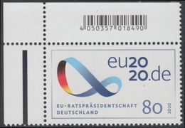 !a! GERMANY 2020 Mi. 3554 MNH SINGLE From Upper Left Corner - Presidency Of The European Council - Unused Stamps