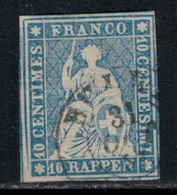 Suisse // Schweiz // Switzerland // Helvétie Assise Non Dentelée // Rappen No. 23C (fil De Soie) - Gebraucht