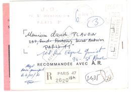 PARIS 47 Lettre Recommandé Avec AR Joint NON RECLAME Retour Envoyeur EMA NB 1825 Tf 3,80 F Ob 27 11 1970 - Affrancature Meccaniche Rosse (EMA)
