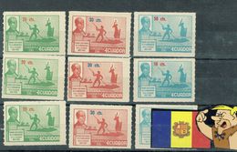 TIMBRES ECUADOR 1952 ABOLICION ESCLAVITUD  SET 3V. H. - Vignettes De Fantaisie