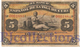 BANCO NACIONAL 5 PESOS 1896 PICK 48a VF - Kuba
