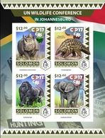 Salomon 2016, UN Conference, Rhino, Elephant, Gorilla, 4val In BF IMPERFORATED - Gorilles