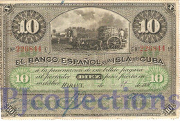 BANCO NACIONAL 10 PESOS 1896 PICK 49c XF - Kuba