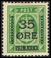 1912. Surcharge. 35 Øre On 32 Øre Green Official Stamp (Michel 62) - JF362850 - Neufs