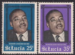 ST SAINT LUCIA WEST INDIES 1968 DR MARTIN LUTHER KING COMMEMORATION FULL SET OF 2 NHM SG 250-1 EQUAL RIGHTS FIGHTER - Martin Luther King