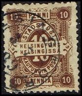 HELSINGFORS STADSPOST. 1884. 10 PENNIA. 11½ X 11½. HELSINGFORS 3 7 1889. () - JF362621 - Ortsausgaben