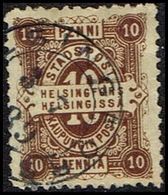 HELSINGFORS STADSPOST. 1884. 10 PENNIA. 11½ X 11½. HELSINGFORS 3 7 1889. () - JF362621 - Emissions Locales