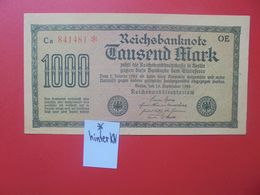 Reichsbanknote 1000 MARK 1922 VARIANTE CIRCULER (B.15) - 1000 Mark