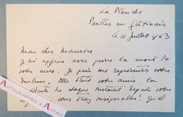 L.A.S  Louis Gautier VIGNAL écrivain - Perthes En Gâtinais - à Maurice ROSTAND Lettre Autographe Décès Rosemonde Gérard - Writers