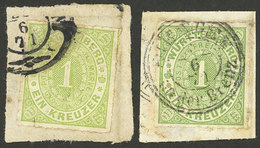 GERMANY: Sc.47 + 47a, Yellow-green And Bluish Green, Both On Fragments, VF Quality! - Sonstige & Ohne Zuordnung