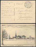 GERMANY: Postcard With View: Schule Von Liesse. Z.Z. Lazarett, Used Stampless With Feldpost Postmark Of 30/MAR/1916, VF  - Briefe U. Dokumente