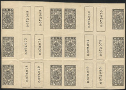 CUBA: PAGOS AL ESTADO: Year 1896/7, Block Of 12 Of 5c. Black, Mint Original Gum, VF Quality (with Creases Not Affecting  - Altri & Non Classificati