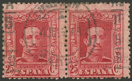 SPAIN: Sc.338a, Attractive Pair With VARIETY: Impression With A Lot Of Lines", Very Notable In The Left Example, VF!" - Sonstige & Ohne Zuordnung