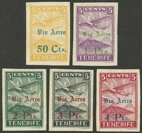 SPAIN: Set Of 5 Overprinted Patriotic Cinderellas, Mint Lightly Hinged And With Very Small Stain Spots On Gum, Else Exce - Sonstige & Ohne Zuordnung