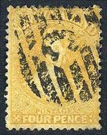NEW ZEALAND: Sc.35a, 4p. With Star Watermark, Orangish Yellow, Used, VF Quality, Rare, Catalog Value US$1,100. ATTENTION - Autres & Non Classés