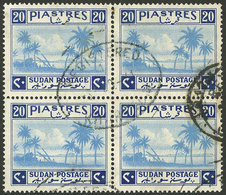 SUDAN: Yvert 76, 1941 20P., High Value Of The Set, In Fantastic Used Block Of 4, VF Quality! - Soudan (...-1951)