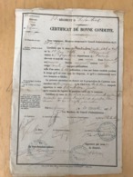 CERTIFICAT DE BONNE CONDUITE 1873 RÉGIMENT INFANTERIE - Historical Documents