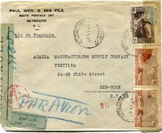 GRAND LIBAN LETTRE PAR AVION CENSUREE DEPART BEYROUTH 19 VI 44 POUR LES ETATS-UNIS - Covers & Documents