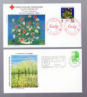 (croix Rouge) Grasse (Alpes, Maritimes) Lot De Deux Enveloppes (1e Jour Du Timbre Et De La Flamme) 1984 (PPP23262) - Croix Rouge