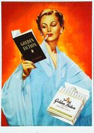 Carte Postale  Publicité   Cigarette  Golden Fiction  Livre Lecture    Illustration  Reproduction - Cigarette Holders