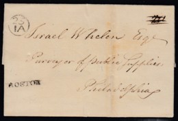 1801 Boston Straightline With Bishop Mark To Israel Whelen In Philadelphia - …-1845 Prephilately