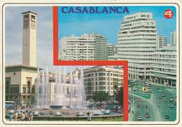 Delcampe - Carte Postale. Maroc. Casablanca. Fontaine Lumineuse. Horloge. Bâtiments Etat Moyen. Taches. - Monumentos