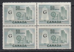 Canada, Sc O38a (SG O201a), MNH Block Of Four - Sovraccarichi
