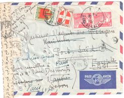 PARIS Lettre Avion Dest Liban Transit Port Saïd Egypte CENSURE Ouverte Arabe Bande 15F Gandon Yv 813 836 837 Ob 1951 - Storia Postale