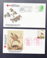 (croix Rouge) Lyon (69 Rhône)  Lot De Deux Enveloppes (1e Jour Du Timbre Et De La Flamme) 1989 (PPP23264) - Rode Kruis