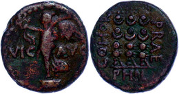 Makedonien, Philippi, Æ (4,58g), 41-68, Anonym. Av: Stehende Victoria Auf Basis Nach Links. Rev: 3 Signa. Vgl. RPC 1651, - Provincia