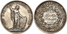 Baden, Silbermedaille (8,93g, Durchmesser Ca. 29mm), 1850, Von L. Kachel, Prämie Für Die Quinta, Quarta Und Untertertia. - Otros & Sin Clasificación