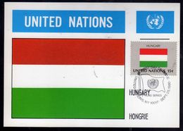 UNITED NATIONS NEW YORK ONU UN UNO 1980 FLAGS HUNGARY HONGRE UNGHERIA FDC MAXI CARD CARTOLINA MAXIMUM - Maximum Cards