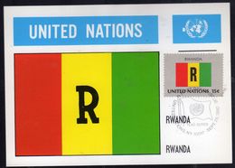 UNITED NATIONS NEW YORK ONU UN UNO 1980 FLAGS RWANDA RUANDA FDC MAXI CARD CARTOLINA MAXIMUM - Maximumkarten