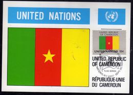 UNITED NATIONS NEW YORK ONU UN UNO 1980 FLAGS CAMEROUN CAMERUN FDC MAXI CARD CARTOLINA MAXIMUM - Cartes-maximum