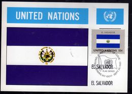 UNITED NATIONS NEW YORK ONU UN UNO 1980 FLAGS EL SALVADOR FDC MAXI CARD CARTOLINA MAXIMUM - Cartoline Maximum