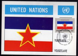 UNITED NATIONS NEW YORK ONU UN UNO 1980 FLAGS YUGOSLAVIA YUGOSLAVIE JUGOSLAVIA FDC MAXI CARD CARTOLINA MAXIMUM - Maximumkarten