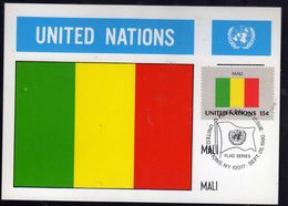 UNITED NATIONS NEW YORK ONU UN UNO 1980 FLAGS MALI FDC MAXI CARD CARTOLINA MAXIMUM - Cartes-maximum