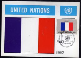 UNITED NATIONS NEW YORK ONU UN UNO 26 9 1980 FLAGS FRANCE FRANCIA FDC MAXI CARD CARTOLINA MAXIMUM - Maximumkarten