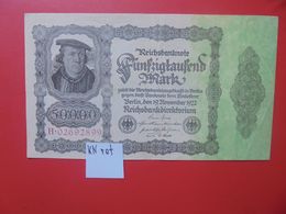 Reichsbanknote 50.000 MARK 1922 VARIANTE N°3 CHIFFRES ROUGE 1 SEULE FOIS CIRCULER (B.16) - 50.000 Mark