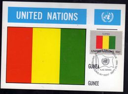 UNITED NATIONS NEW YORK ONU UN UNO 26 9 1980 FLAGS GUINEA GUINEE FDC MAXI CARD CARTOLINA MAXIMUM - Cartes-maximum