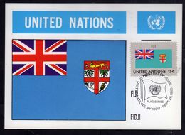 UNITED NATIONS NEW YORK ONU UN UNO 26 9 1980 FLAGS FIJI FIDJI FDC MAXI CARD CARTOLINA MAXIMUM - Maximumkaarten