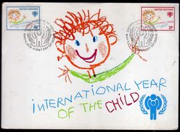 UNITED NATIONS NEW YORK ONU UN UNO 4 5 1979 INTERNATIONAL YEAR OF THE CHILD COMPLETE SET FDC MAXI CARD CARTOLINA MAXIMUM - Maximum Cards